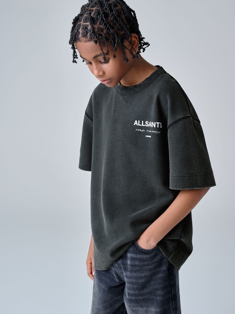 smALLSAINTS Black Oversized Waffle Underground T-Shirt - Image 2 of 9 smALLSAINTS Black Oversized Waffle Underground T-Shirt - Image 2 of 9