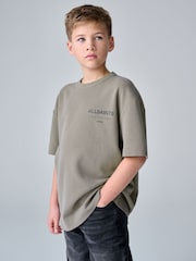 smALLSAINTS Khaki Green Oversized Waffle Underground T-Shirt - Image 2 of 10