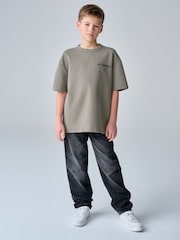 smALLSAINTS Khaki Green Oversized Waffle Underground T-Shirt - Image 3 of 10
