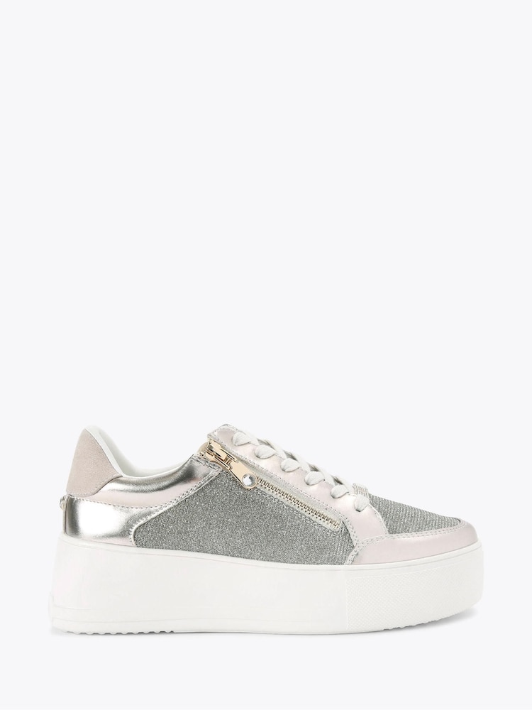 Carvela Silver Lace Up Trainers - Image 2 of 5 Carvela Silver Lace Up Trainers - Image 2 of 5
