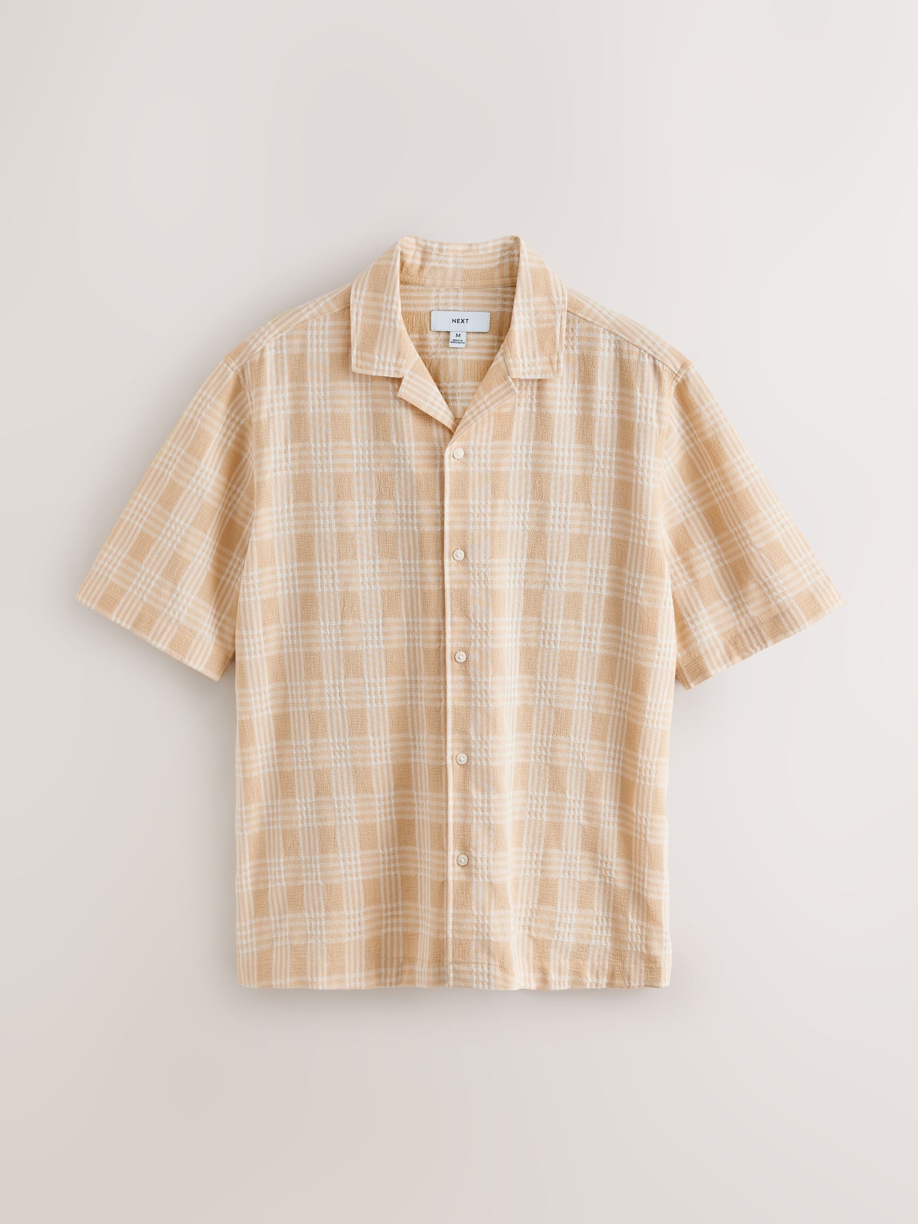 Buy Yellow Textured Check Short Sleeve Shirt from Next Romania
