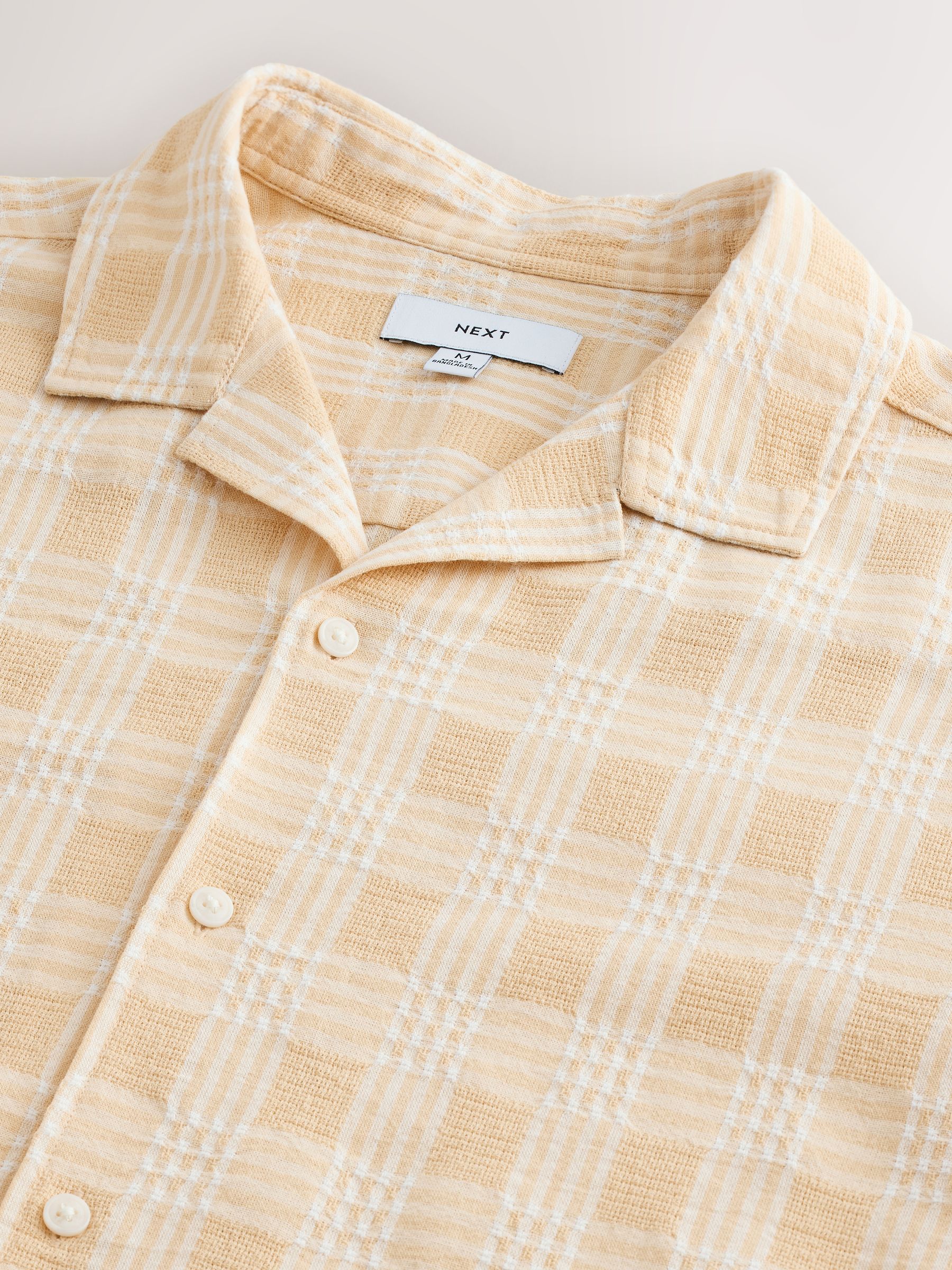 Buy Yellow Relaxed Fit Textured Check Short Sleeve Shirt from Next USA