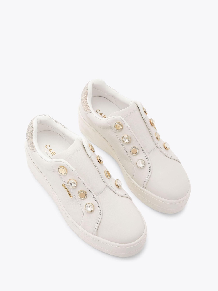 Carvela White Connected Laceless Coin Trainers - Image 2 of 4 Carvela White Connected Laceless Coin Trainers - Image 2 of 4