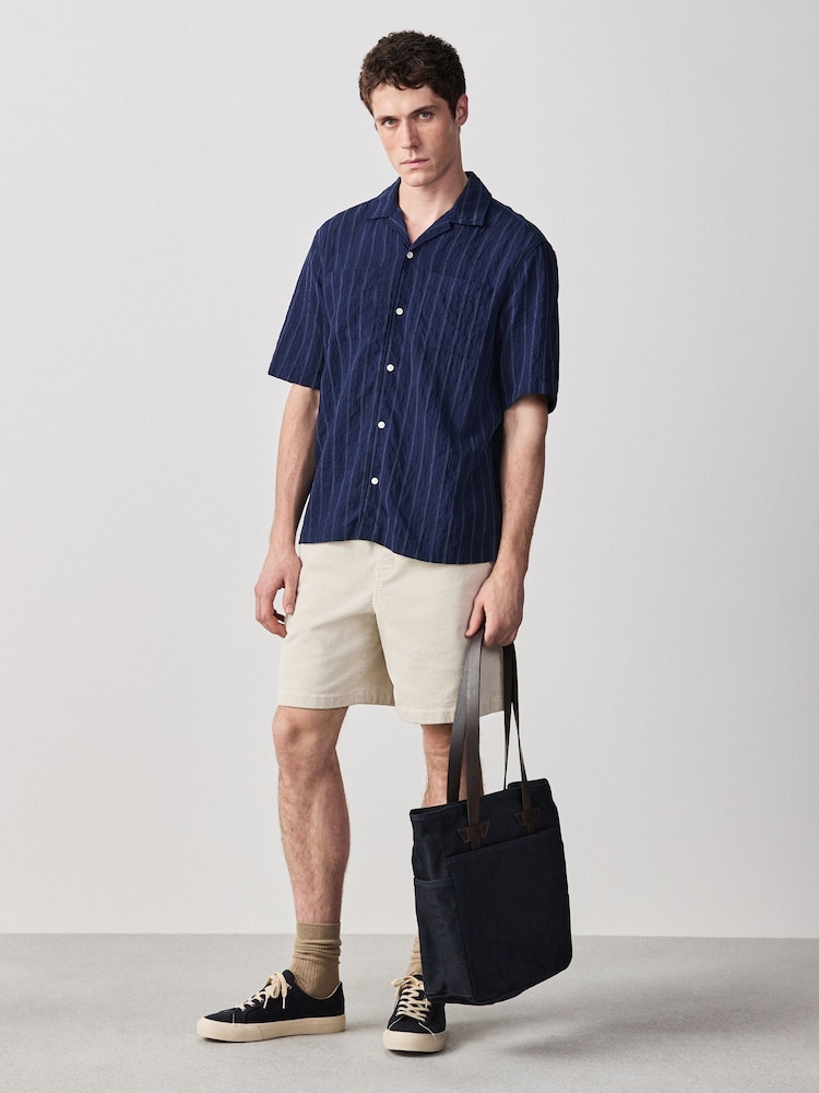Navy Textured Stripe Short Sleeve Shirt - Image 2 of 7