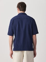 Navy Textured Stripe Short Sleeve Shirt - Image 3 of 7