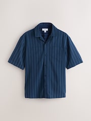 Navy Textured Stripe Short Sleeve Shirt - Image 5 of 7