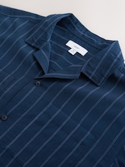 Navy Textured Stripe Short Sleeve Shirt - Image 6 of 7