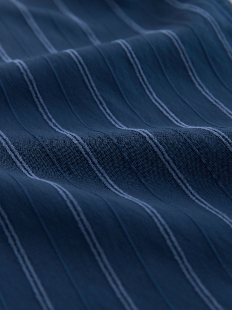 Navy Textured Stripe Short Sleeve Shirt - Image 7 of 7