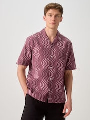 Brown Print Short Sleeve Shirt - Image 1 of 8