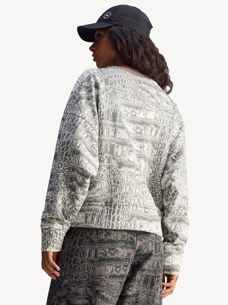 adidas Stella McCartney Cream Loose Snake Print Sweatshirt - Image 2 of 10