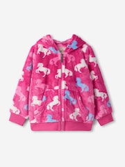 Hatley Pink Beautiful Horses Fleece Zip-Up Hoodie - Image 1 of 2