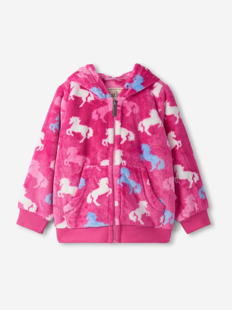 Hatley Pink Beautiful Horses Fleece Zip-Up Hoodie - Image 1 of 2