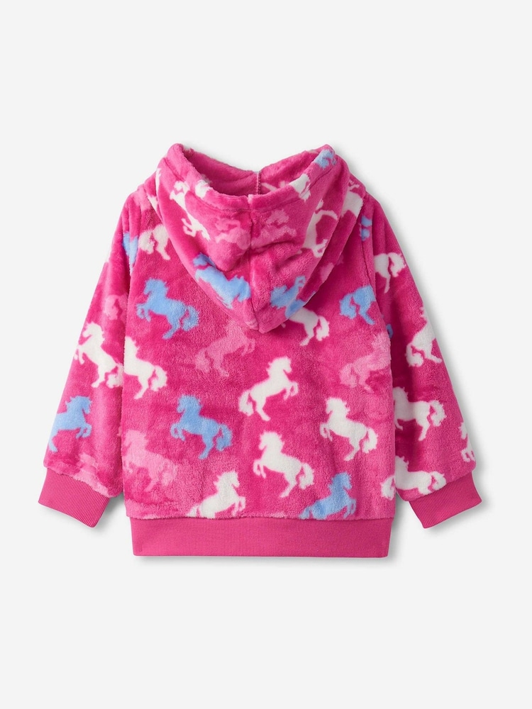 Hatley Pink Beautiful Horses Fleece Zip-Up Hoodie - Image 2 of 2