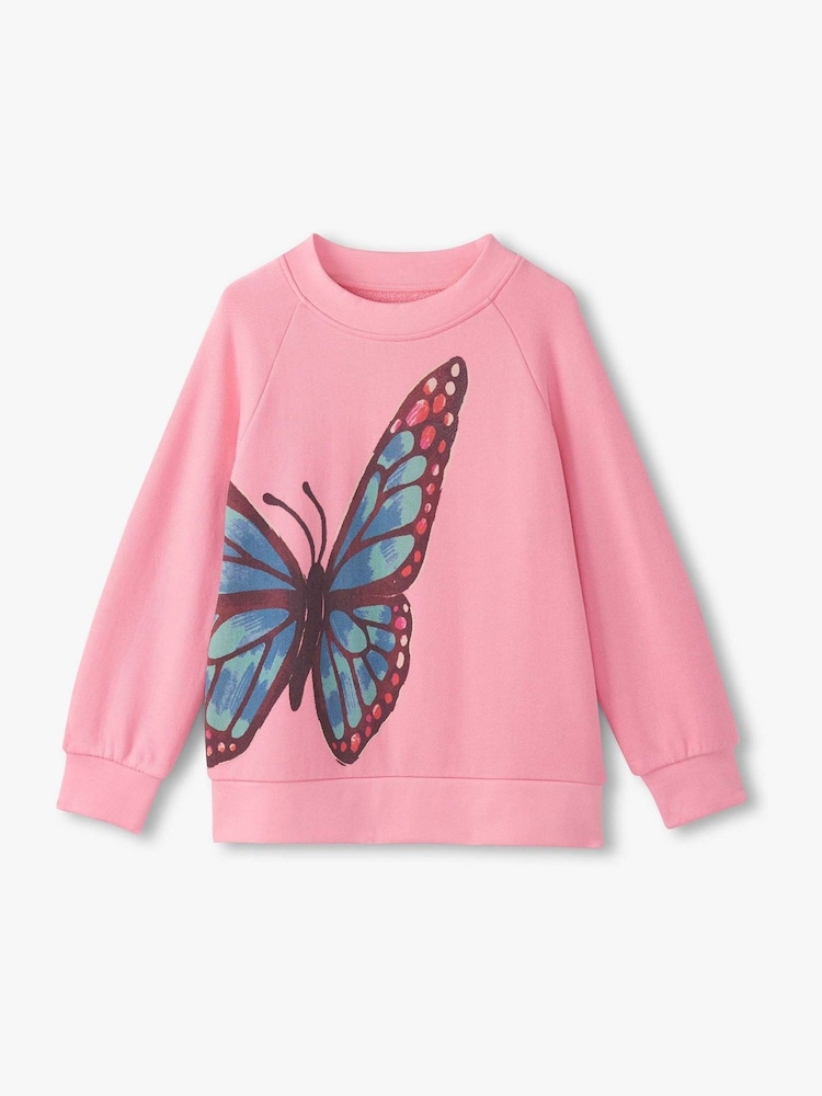 Hatley Sea Pink Butterfly Slouchy Pullover Sweat Top - Image 1 of 2 Hatley Sea Pink Butterfly Slouchy Pullover Sweat Top - Image 1 of 2