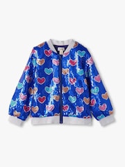 Hatley Blue Busted Hearts Sequin Bomber Jacket - Image 3 of 4