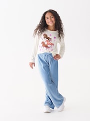 Hatley Blue Cornflower Blue Pleated Velour Relaxed Trousers - Image 2 of 4