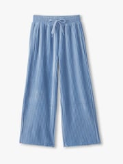 Hatley Blue Cornflower Blue Pleated Velour Relaxed Trousers - Image 3 of 4