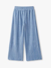 Hatley Blue Cornflower Blue Pleated Velour Relaxed Trousers - Image 4 of 4