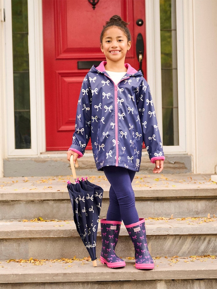 Hatley Blue Foil Bows Rain Jacket - Image 1 of 3 Hatley Blue Foil Bows Rain Jacket - Image 1 of 3