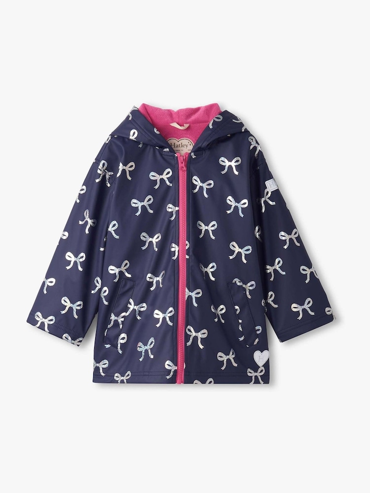 Hatley Blue Foil Bows Rain Jacket - Image 2 of 3 Hatley Blue Foil Bows Rain Jacket - Image 2 of 3