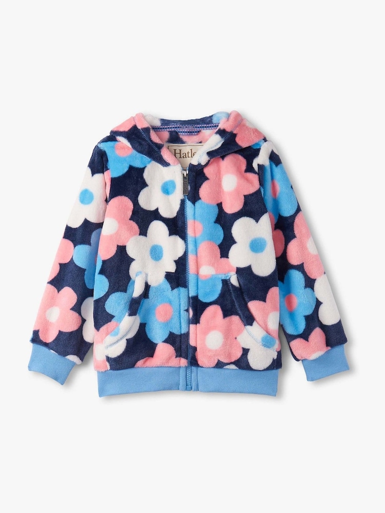 Hatley Blue Big Flowers Fleece Zip-Up Hoodie - Image 1 of 2
