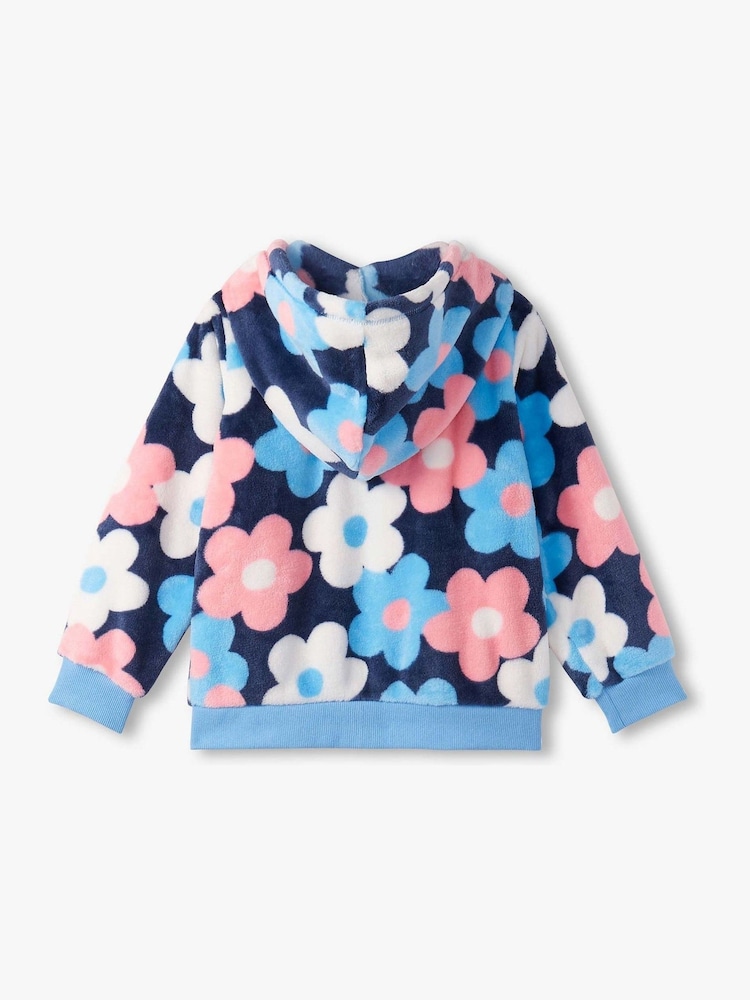 Hatley Blue Big Flowers Fleece Zip-Up Hoodie - Image 2 of 2 Hatley Blue Big Flowers Fleece Zip-Up Hoodie - Image 2 of 2