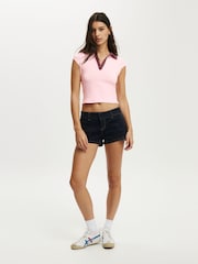 Cotton On Pink Alice Deep V Polo Top - Image 4 of 4