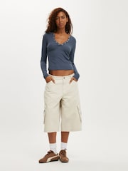 Cotton On Blue Ryan Henley Long Sleeve Top - Image 4 of 4