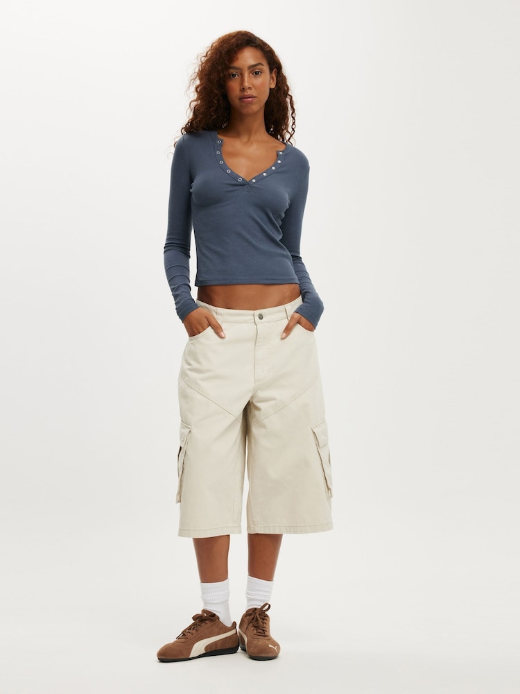 Cotton On Blue Ryan Henley Long Sleeve Top - Image 4 of 4 Cotton On Blue Ryan Henley Long Sleeve Top - Image 4 of 4