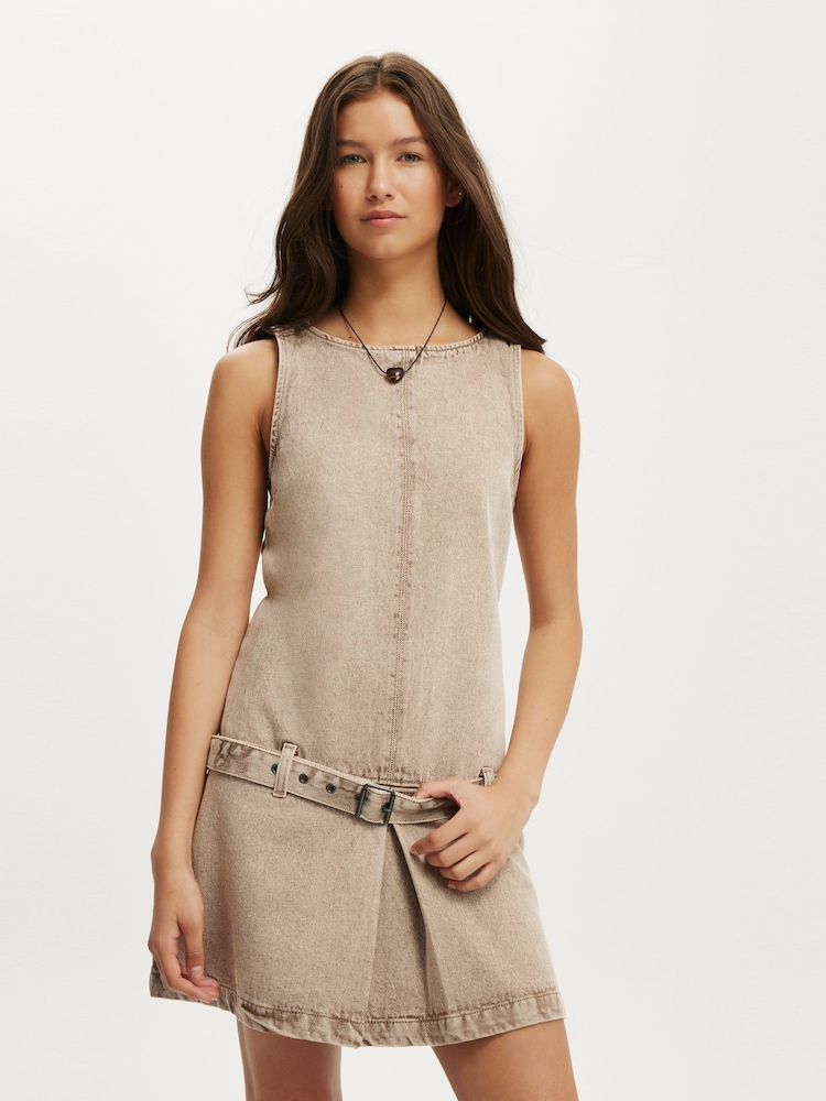 Cotton On Brown Mini Luisa Belted Denim Dress - Image 1 of 4 Cotton On Brown Mini Luisa Belted Denim Dress - Image 1 of 4