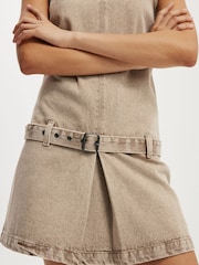 Cotton On Brown Mini Luisa Belted Denim Dress - Image 3 of 4