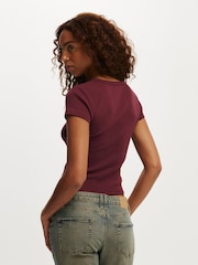 Vermelho - Cotton On Christy Henley T-Shirt - Imagem 2 de 4
