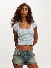 Cotton On Blue Hailey Textured Short Sleeve Top - Image 1 of 4