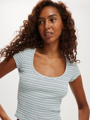 Cotton On Blue Hailey Textured Short Sleeve Top - Image 3 of 4