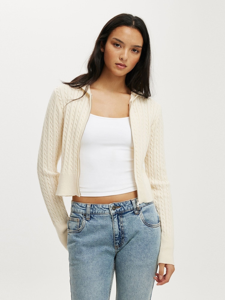 Creme - Cotton On Everfine Double Zip-Up Hoodie - Imagem 1 de 4