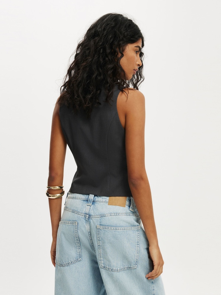 Cotton On Grey Izzy Zip Through Top - Image 2 of 4 Cotton On Grey Izzy Zip Through Top - Image 2 of 4