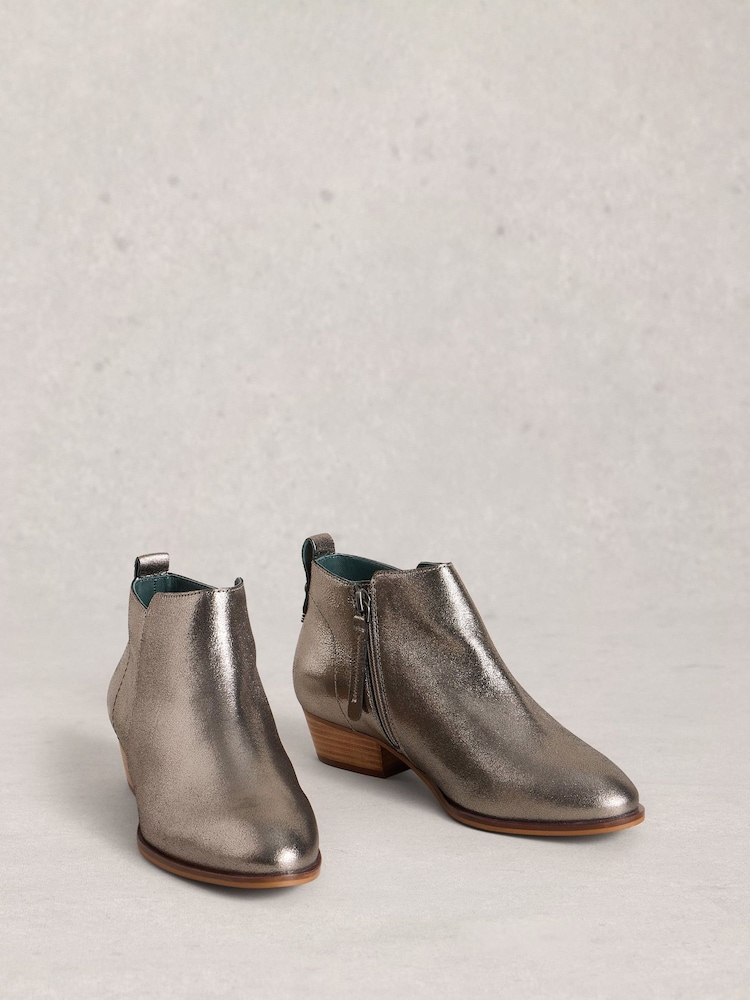 White Stuff Metallic Wide Fit Leather Ankle Boots - Image 2 of 4