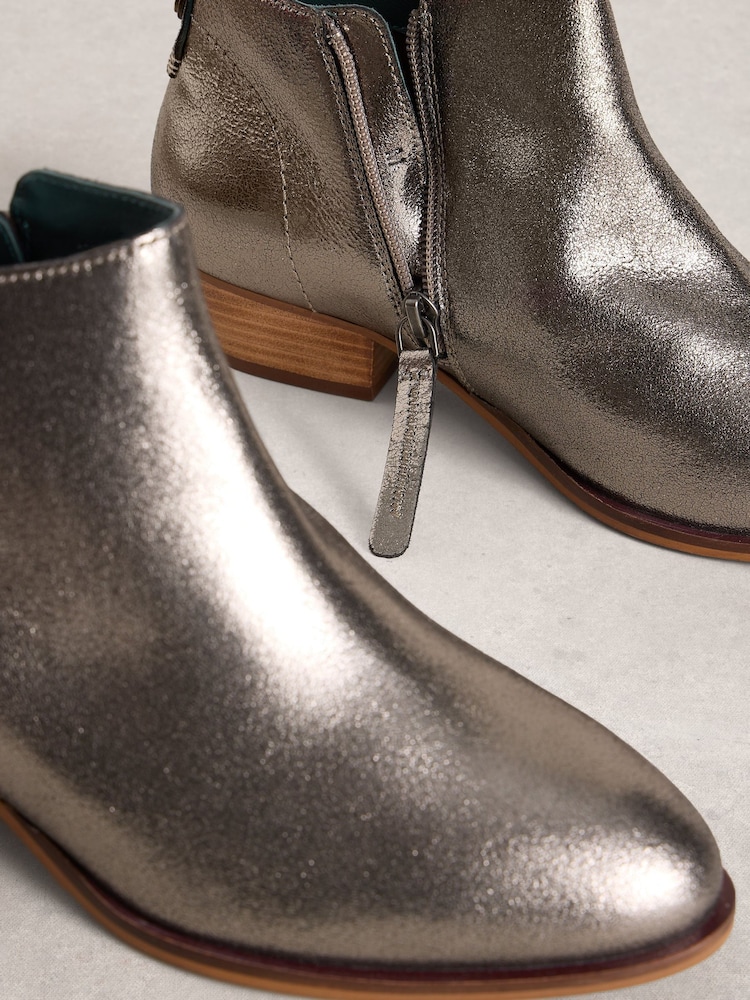 White Stuff Metallic Wide Fit Leather Ankle Boots - Image 4 of 4