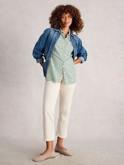White Stuff Green Sophie Longline Shirt - Image 1 of 6