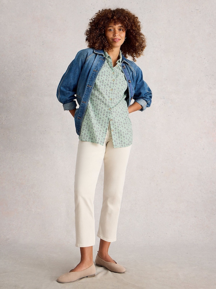 White Stuff Green Sophie Longline Shirt - Image 1 of 6