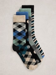White Stuff Black Hotch Potch Ankle Socks 4 Pack - Image 1 of 4