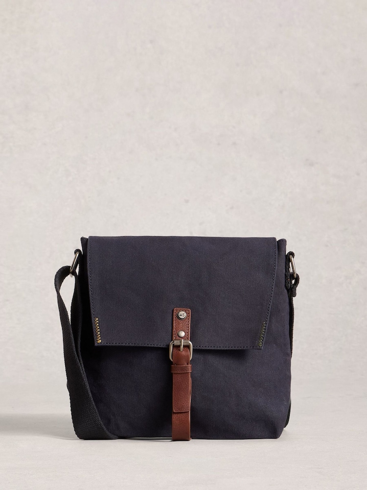 White Stuff Blue Charlie Canvas Cross-Body Bag - Image 1 of 5