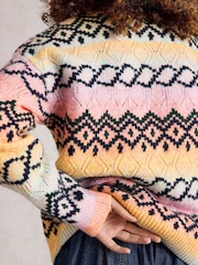 White Stuff Pink Spacedye Pointelle Jumper - Image 3 of 6