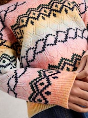 White Stuff Pink Spacedye Pointelle Jumper - Image 4 of 6