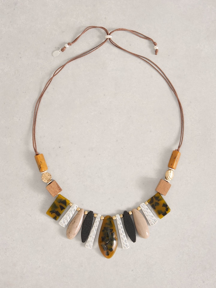 White Stuff Brown Pine Statement Necklace - Image 1 of 2