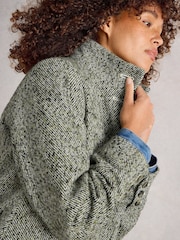White Stuff Grey Karla Tweed Wool Blend Coat - Image 4 of 6