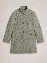 White Stuff Grey Karla Tweed Wool Blend Coat - Image 6 of 6