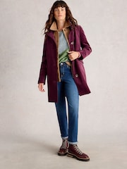 White Stuff Purple Karla Velvet Coat - Image 1 of 6