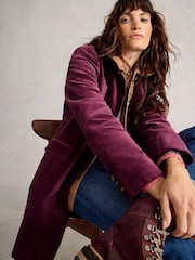 White Stuff Purple Karla Velvet Coat - Image 2 of 6
