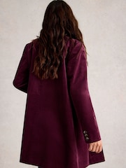 White Stuff Purple Karla Velvet Coat - Image 3 of 6